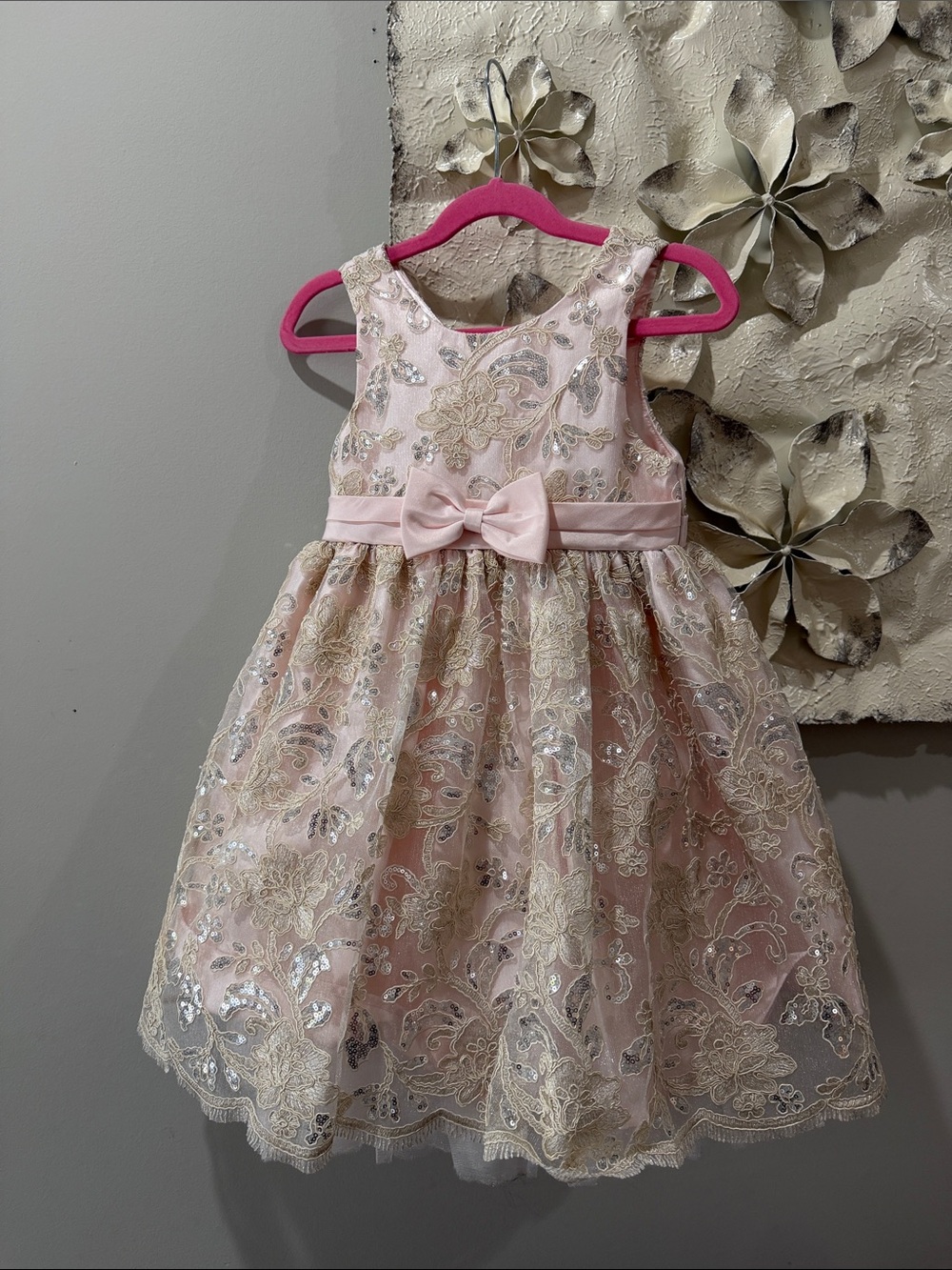 American Princess Pink Lace Sequin Party Dress Girls Size 5 Flower Girl